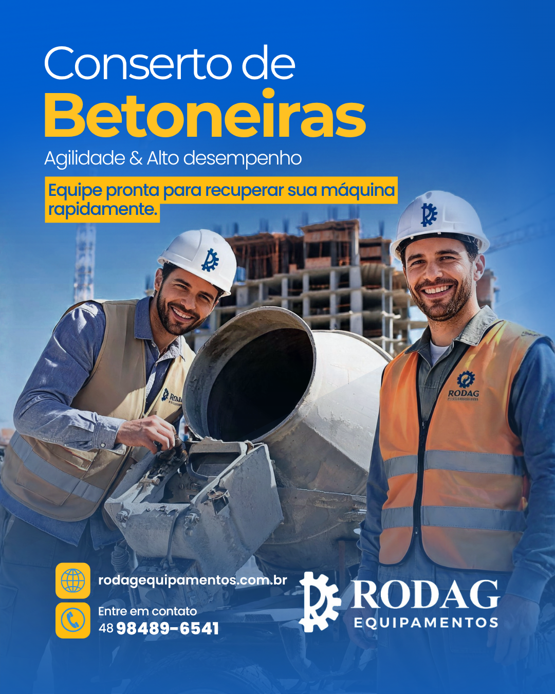 uma betoneira parada representa atraso, custos e impacto direto no andamento da obra
